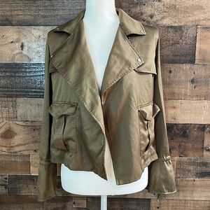 Anthropologie Bar lll Women’s Olive Green Open Front Jacket Blazer Size Small